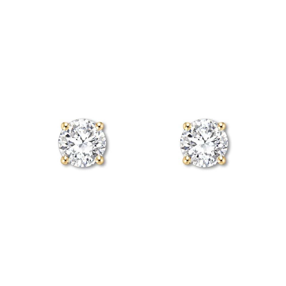 14K Gold Round Stud Earrings Solid Yellow Gold 5mm Earrings By Tehrani Jewelry